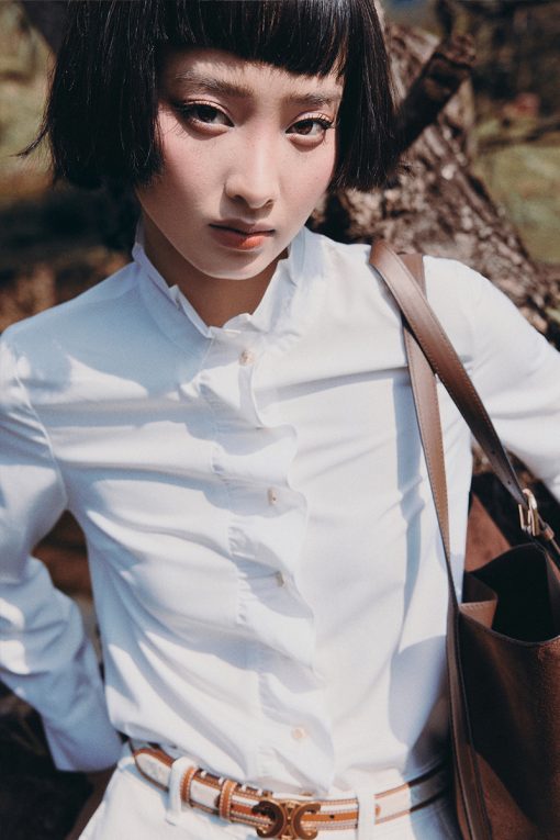 Sơ mi DT nẹp bèo cách điệu