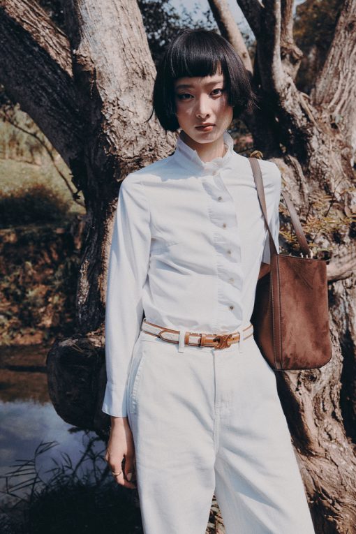 Sơ mi DT nẹp bèo cách điệu