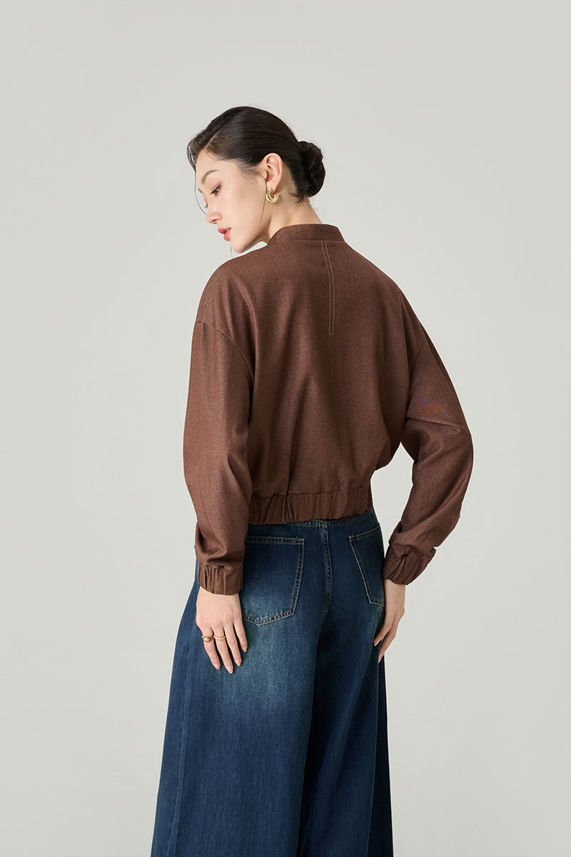 Áo khoác dáng ngắn gấu bo chun