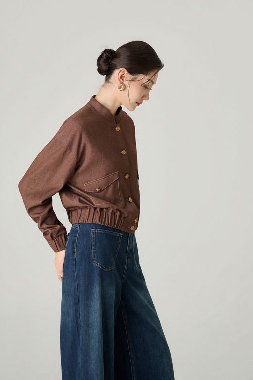 Áo khoác dáng ngắn gấu bo chun