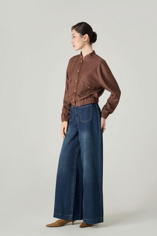 Áo khoác dáng ngắn gấu bo chun