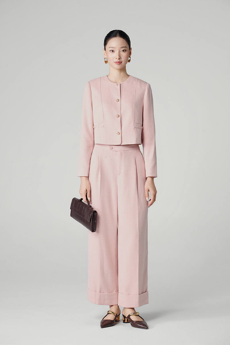 Quần suông text lơ vê gấu