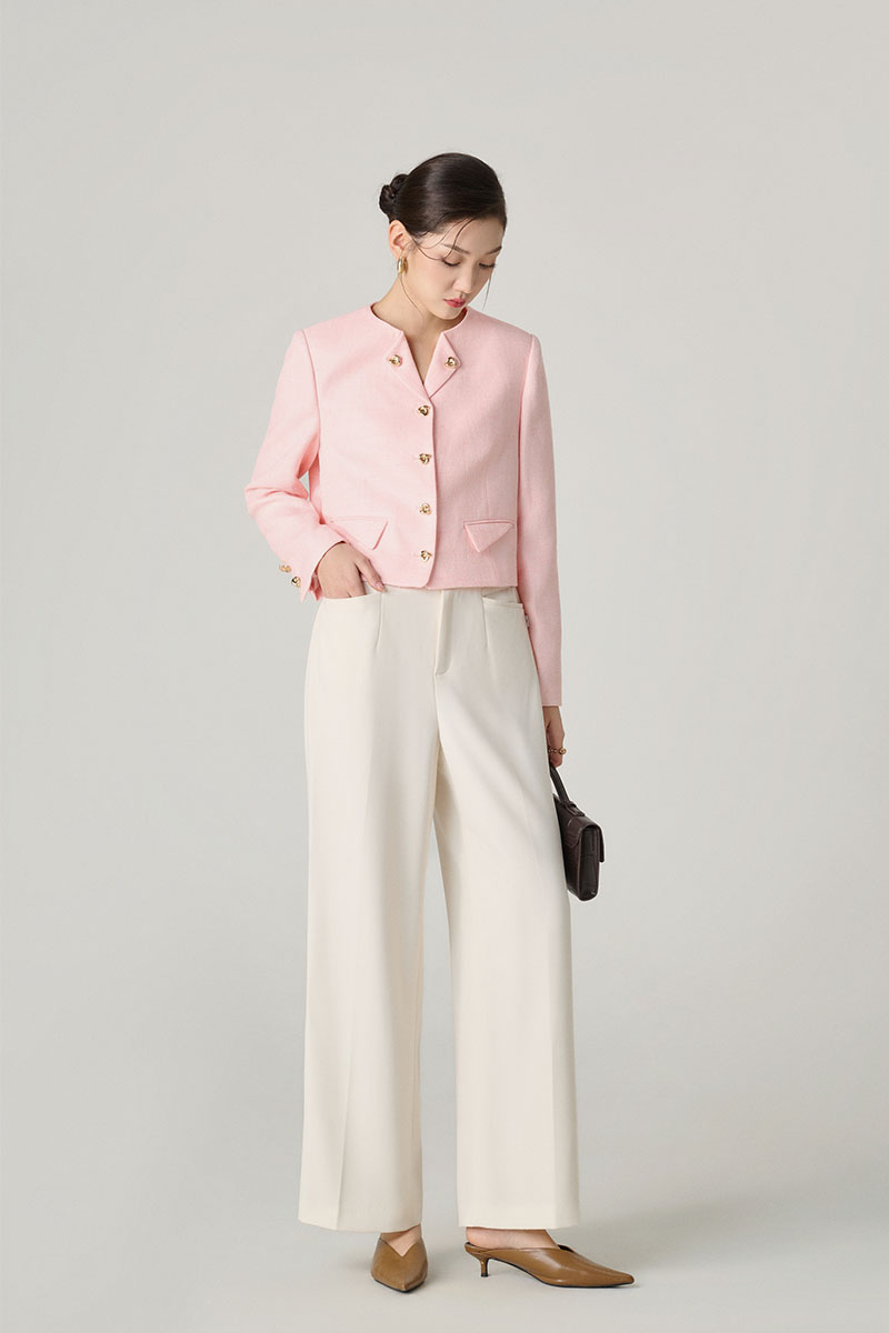 Áo khoác tweed croptop cổ bẻ lật