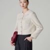 Áo khoác tweed croptop thân đính trang trí
