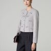 Áo khoác tweed croptop thân đính trang trí