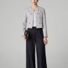 Quần suông denim nắp túi liền thân