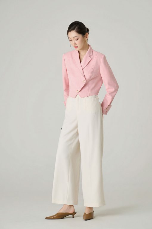 Áo khoác tweed croptop vạt chéo