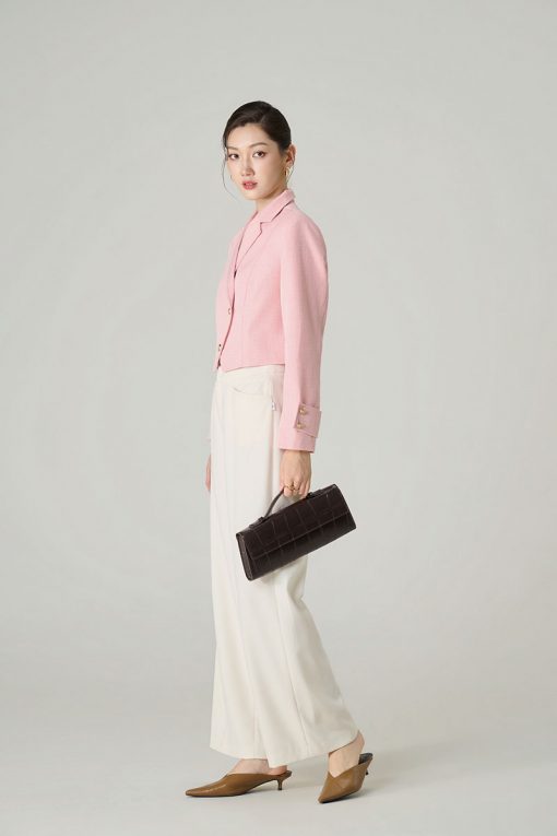 Áo khoác tweed croptop vạt chéo