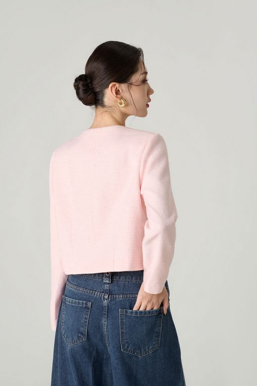 Áo kiểu DT croptop phối cổ, lé miệng túi