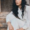 Áo kiểu DT peplum cổ V phối thân