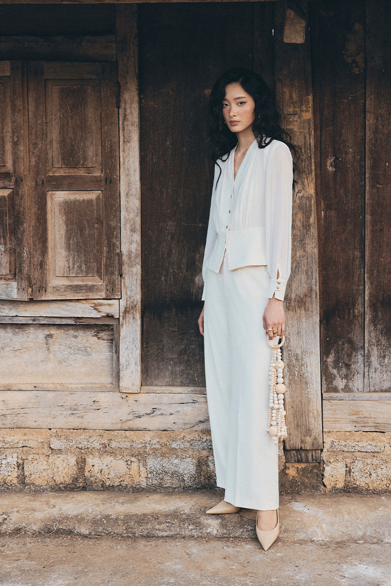 Quần suông đè dây miệng túi