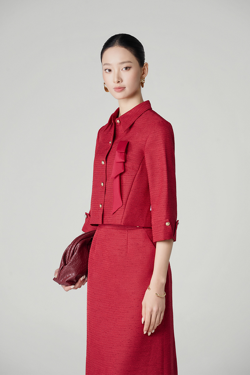 Áo kiểu LT croptop can ngực kẹp nơ