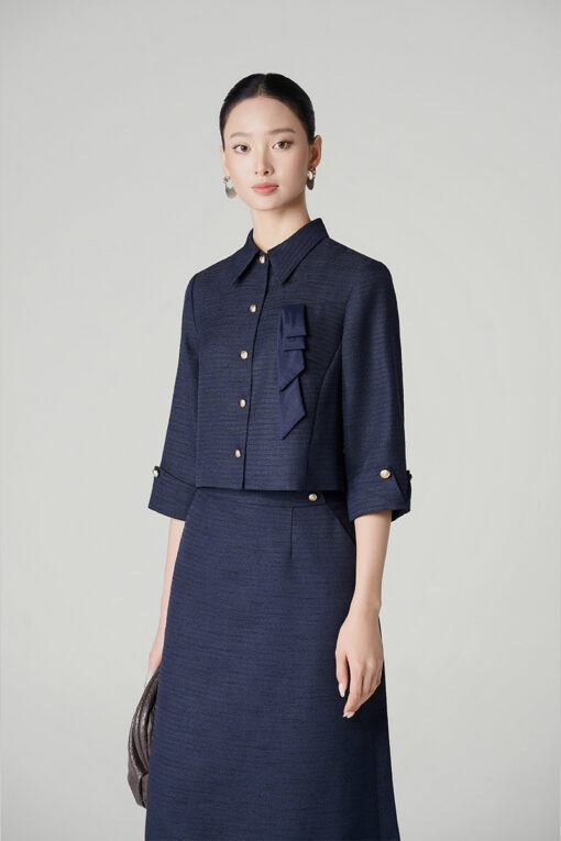 Áo kiểu LT croptop can ngực kẹp nơ