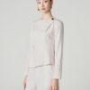 Áo kiểu peplum lệch xếp ly vai đính cúc