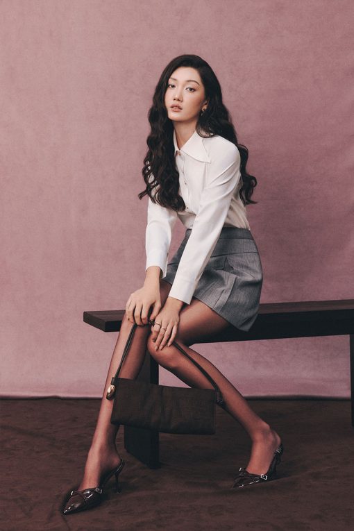 Áo sơ mi suông cổ đức cách điệu