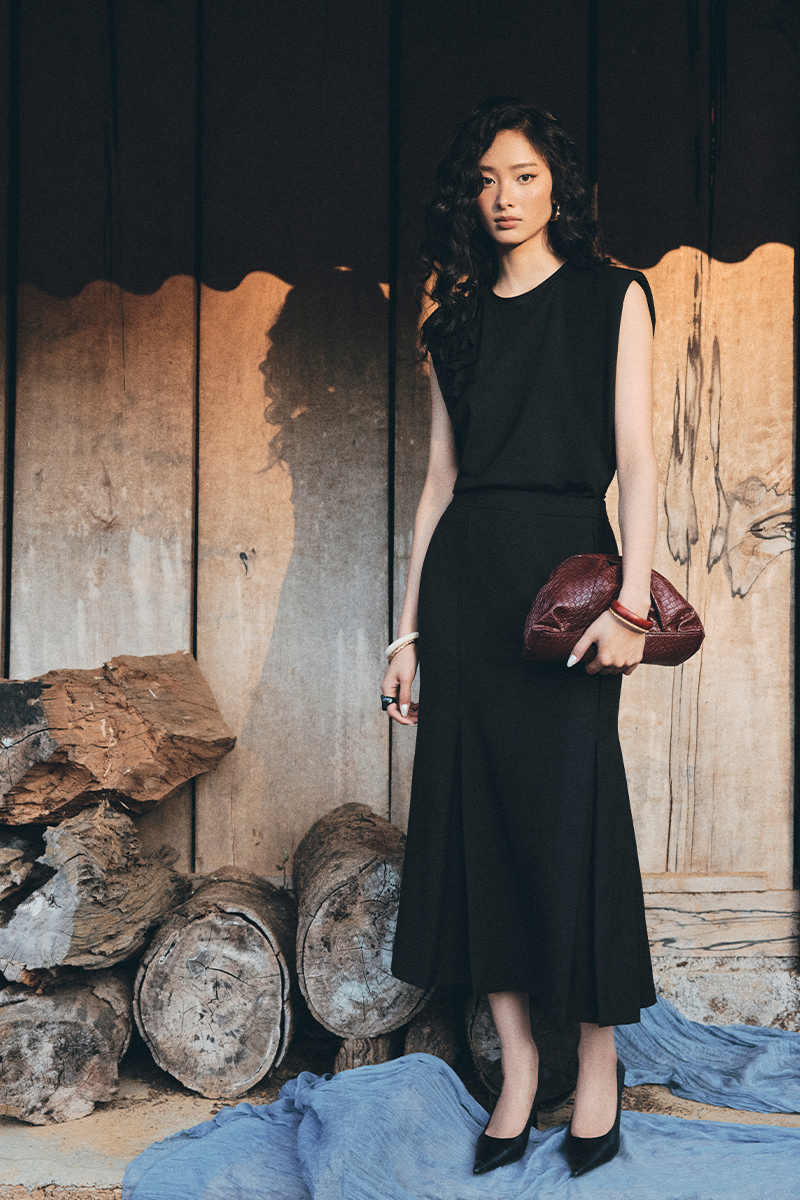 Chân váy xoè xếp ly đuôi cá