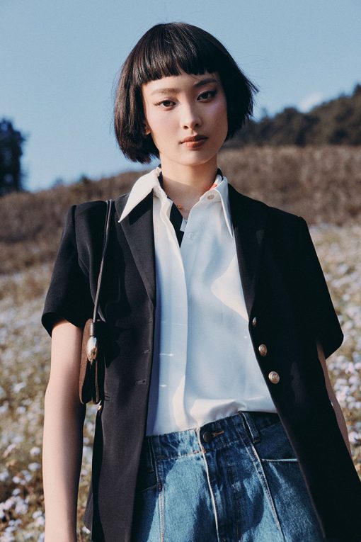 Áo vest CT cổ sam cá nắp túi