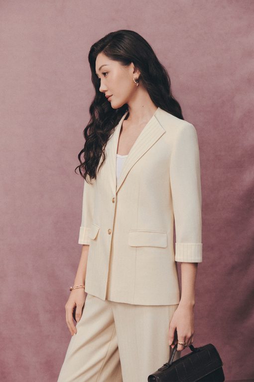 Áo vest LT cổ phối kẻ, tay lơ vê