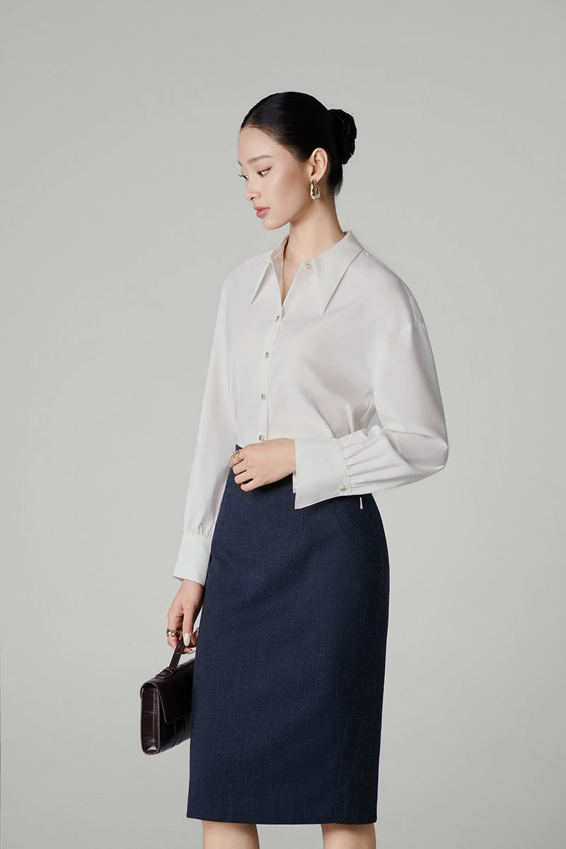 Chân váy bút chì can hông đính cúc