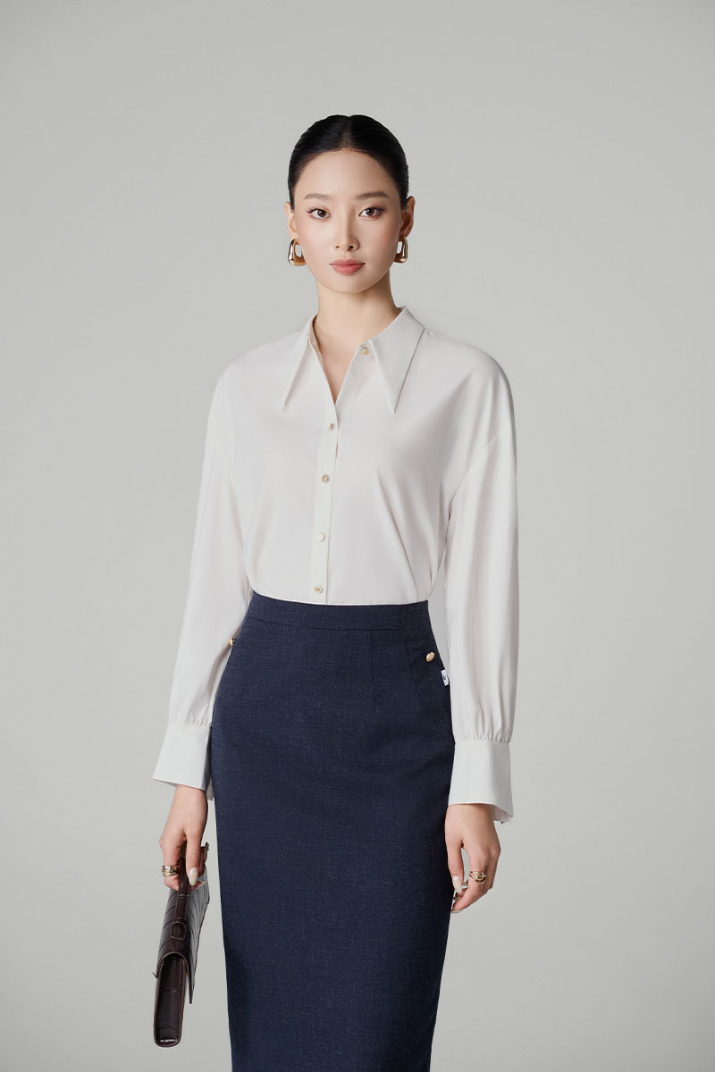 Chân váy bút chì can hông đính cúc