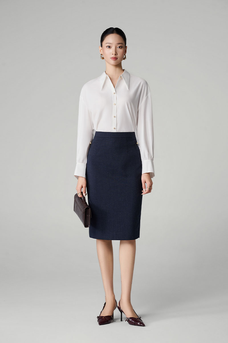 Chân váy bút chì can hông đính cúc