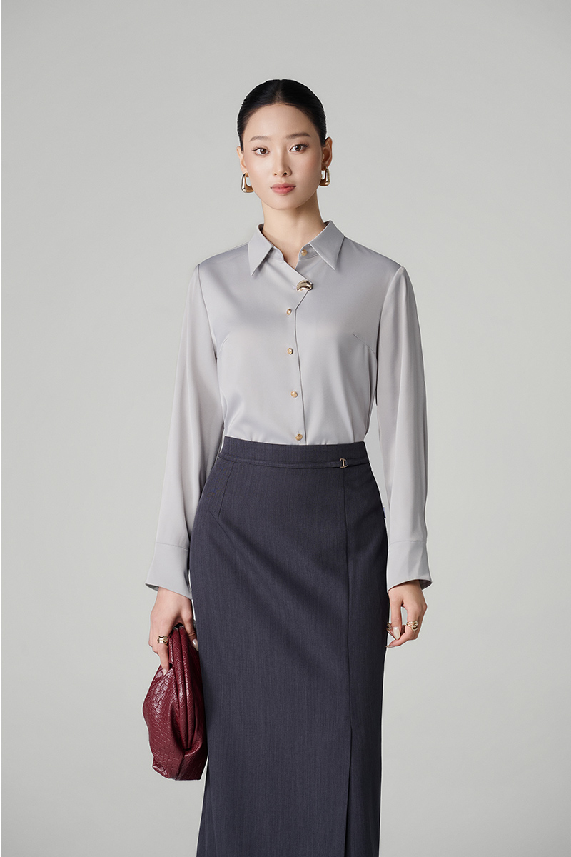 Sơ mi DT nẹp áo cách điệu