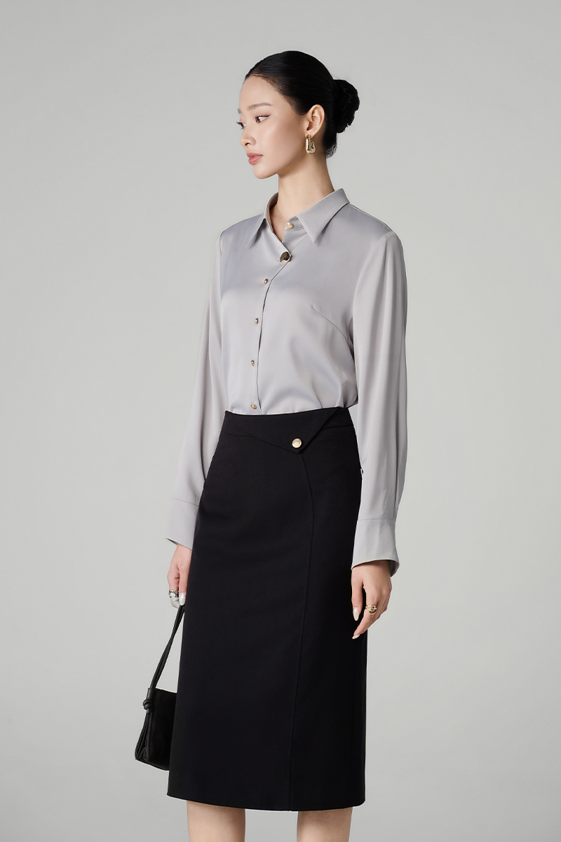 Sơ mi DT nẹp áo cách điệu