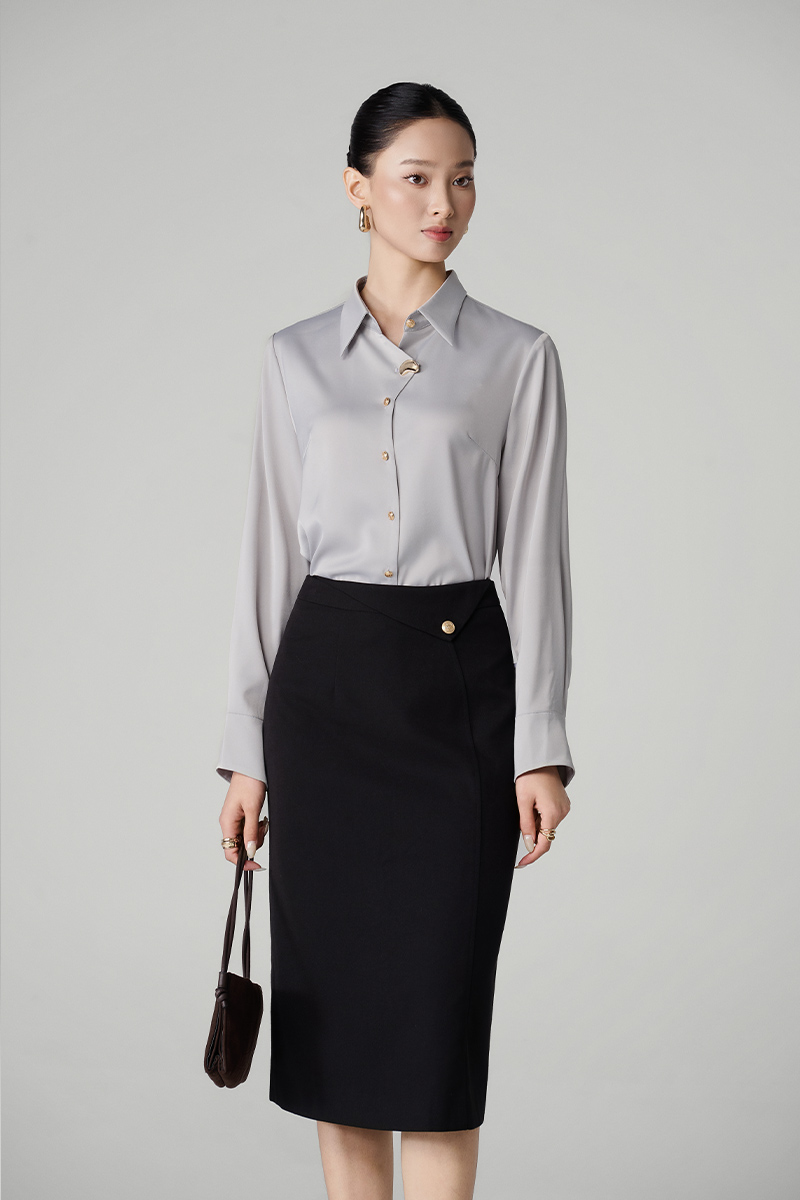 Sơ mi DT nẹp áo cách điệu