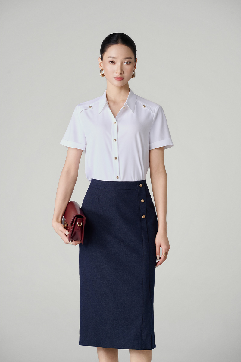 Sơ mi CT vai chờm đính cúc