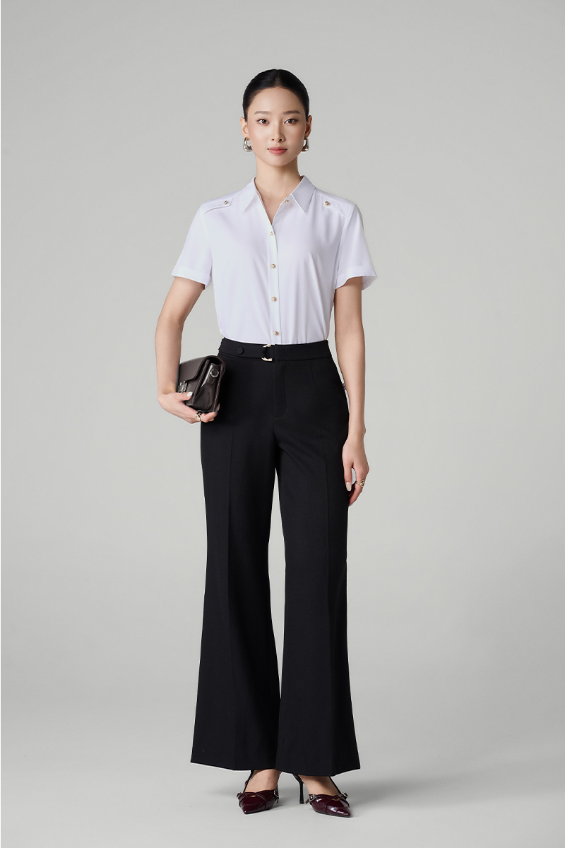 Quần loe cạp luồn đai cài cúc