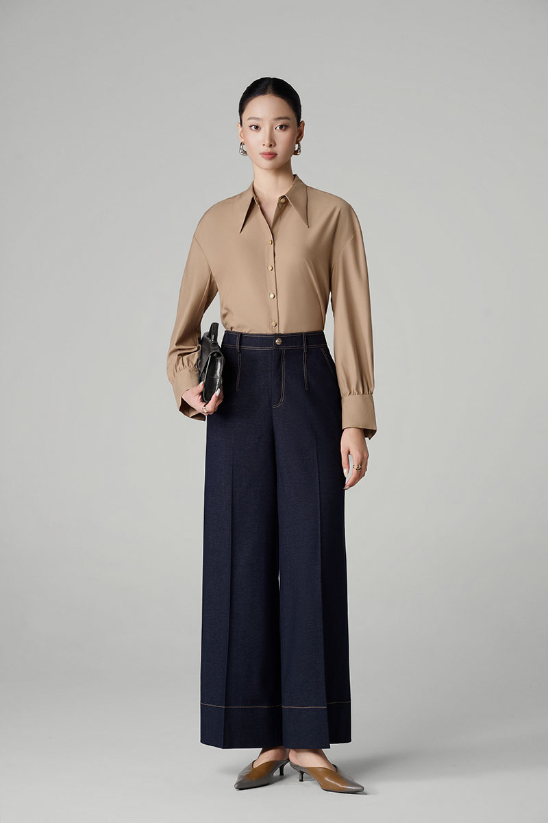 Quần suông giả bò chỉ diễu dáng lửng