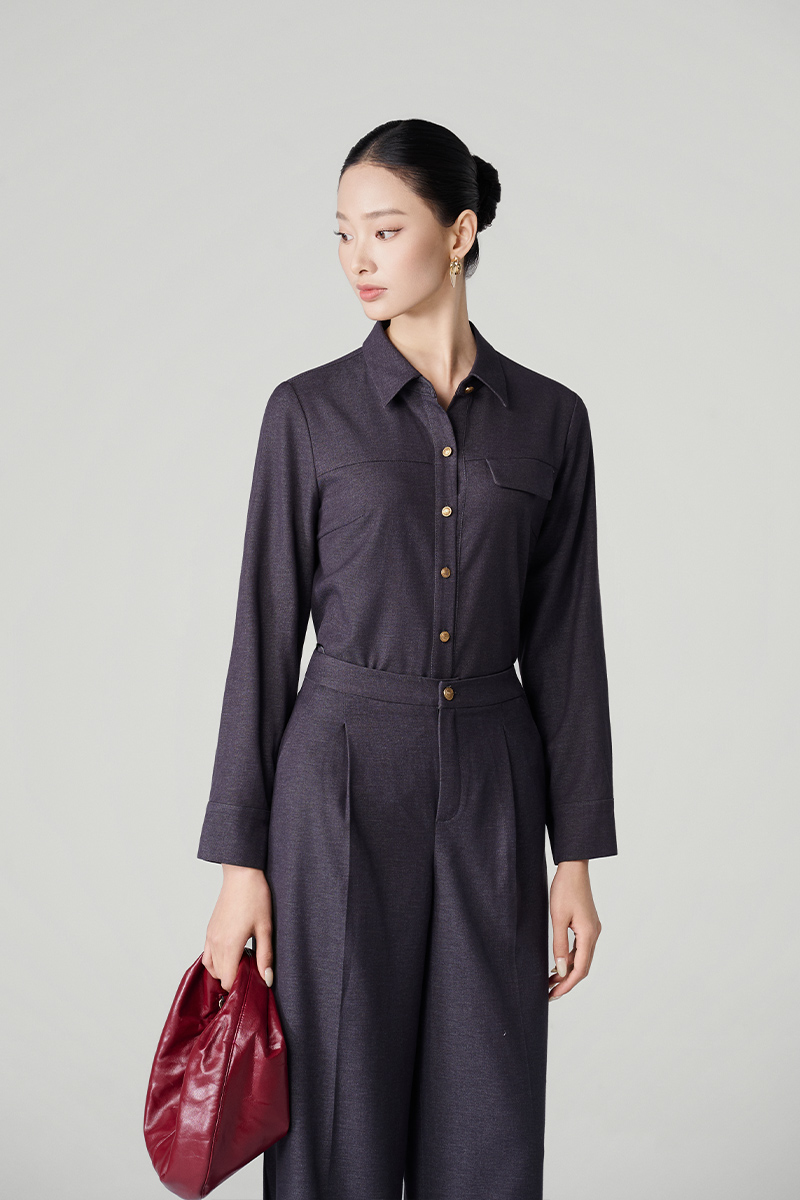 Sơ mi DT cầu ngực kẹp nắp túi phải