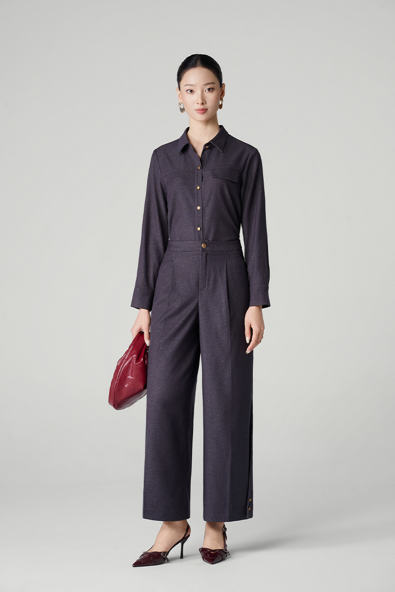 Quần gaucho gấu lật đính cúc