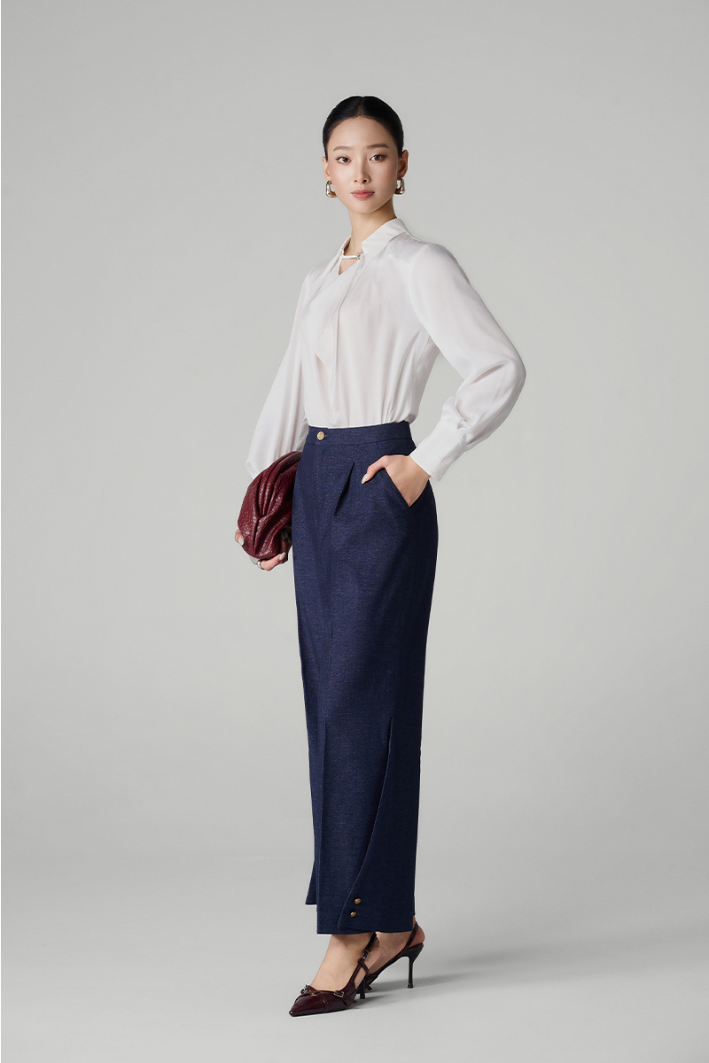 Quần gaucho gấu lật đính cúc