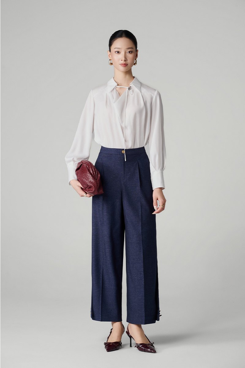 Quần gaucho gấu lật đính cúc