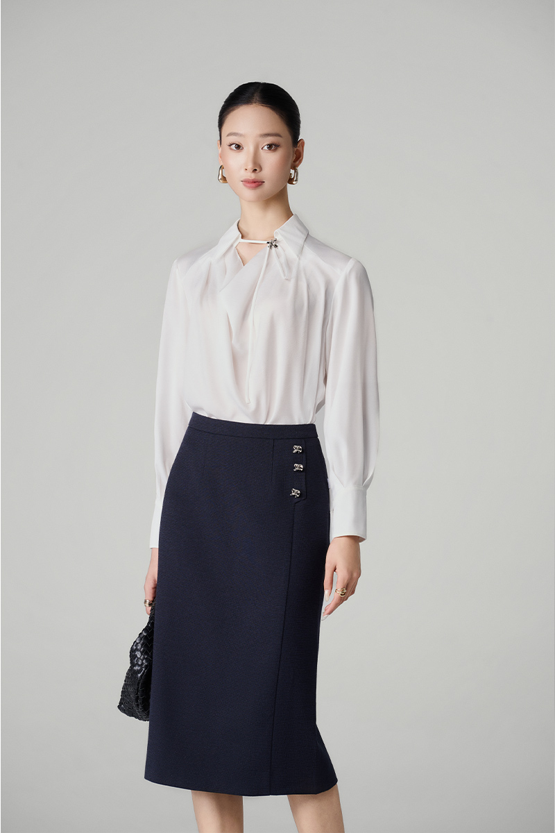 Sơ mi DT cổ đổ, đính dây