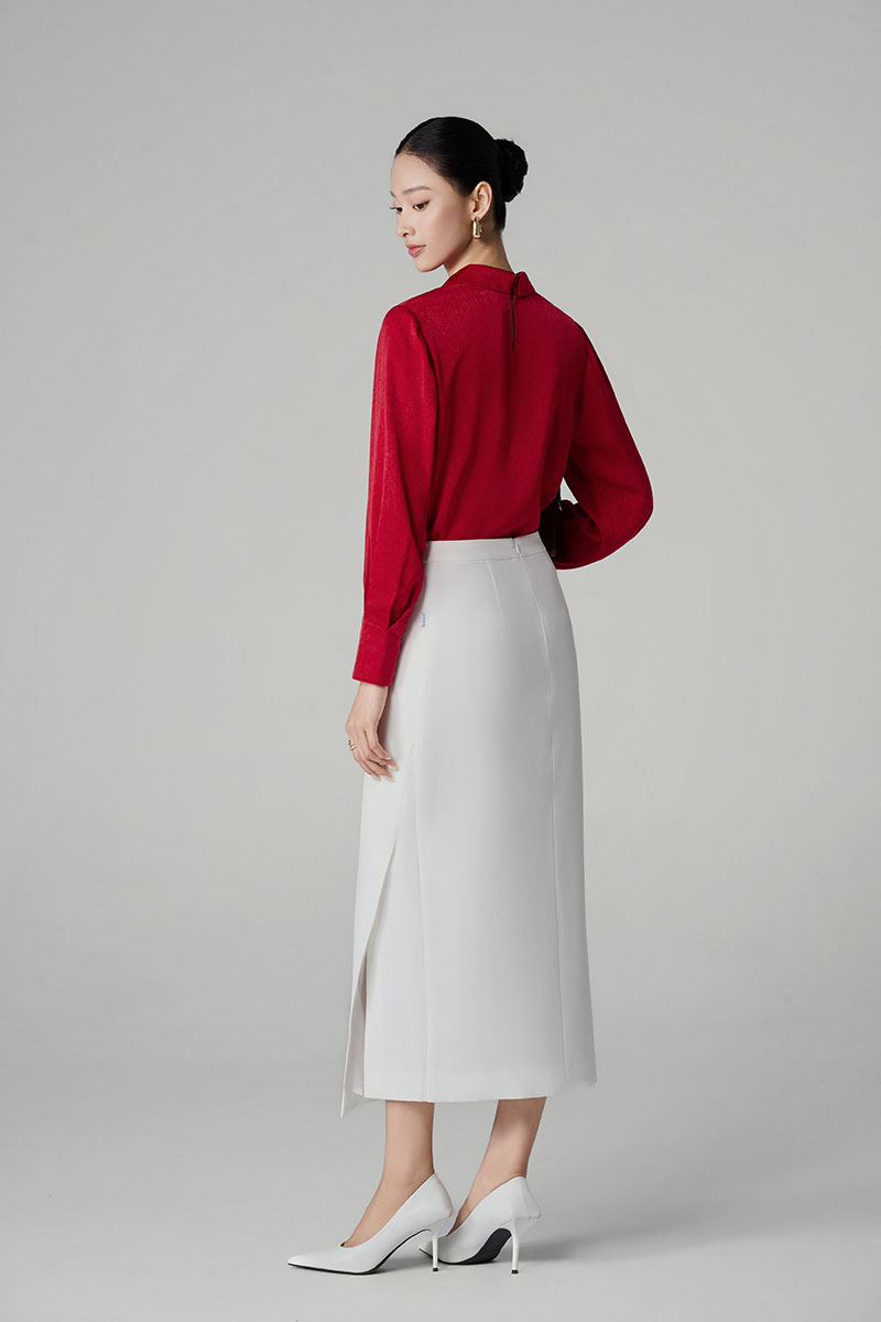 Sơ mi DT cổ đổ, đính dây