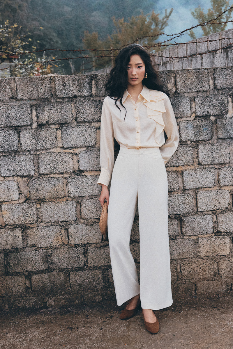 Sơ mi DT cổ kẹp bèo măng sét bấu mí