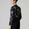 Sơ mi DT hoạ tiết cổ luồn nơ
