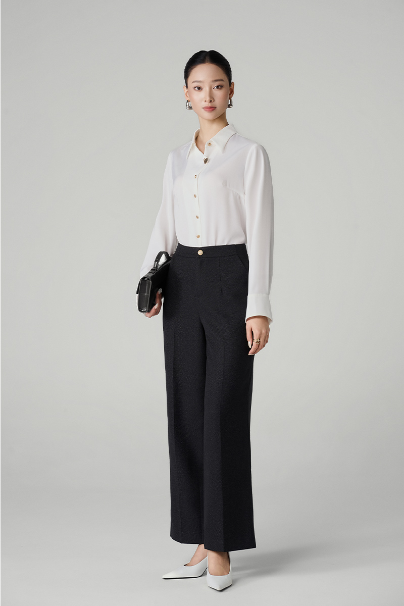 Quần suông tweed túi chéo TT