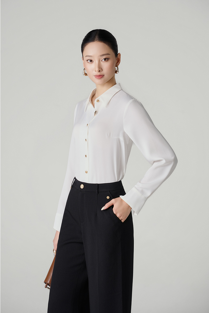 Sơ mi DT nẹp áo cách điệu