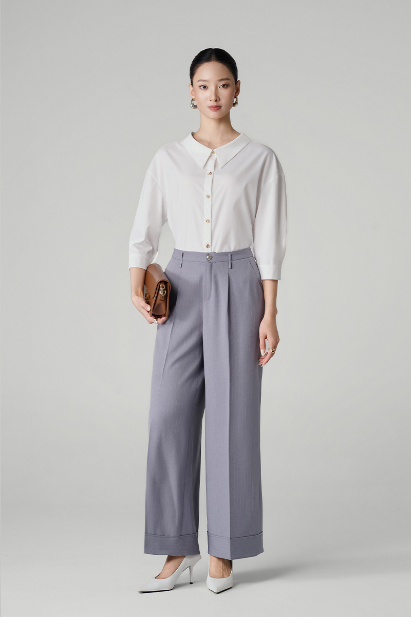 Quần suông can gấu đỉa cạp chặn đôi