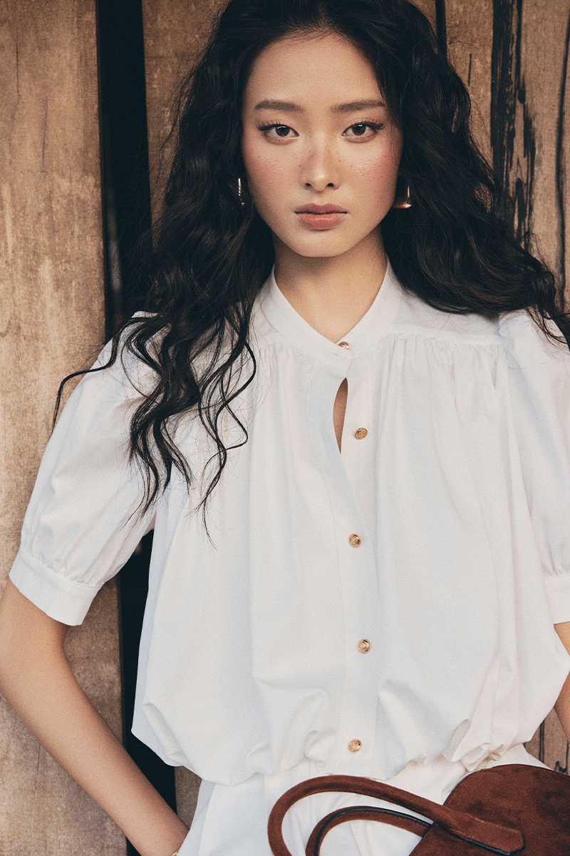 Sơ mi LT nhúm vai gấu bí