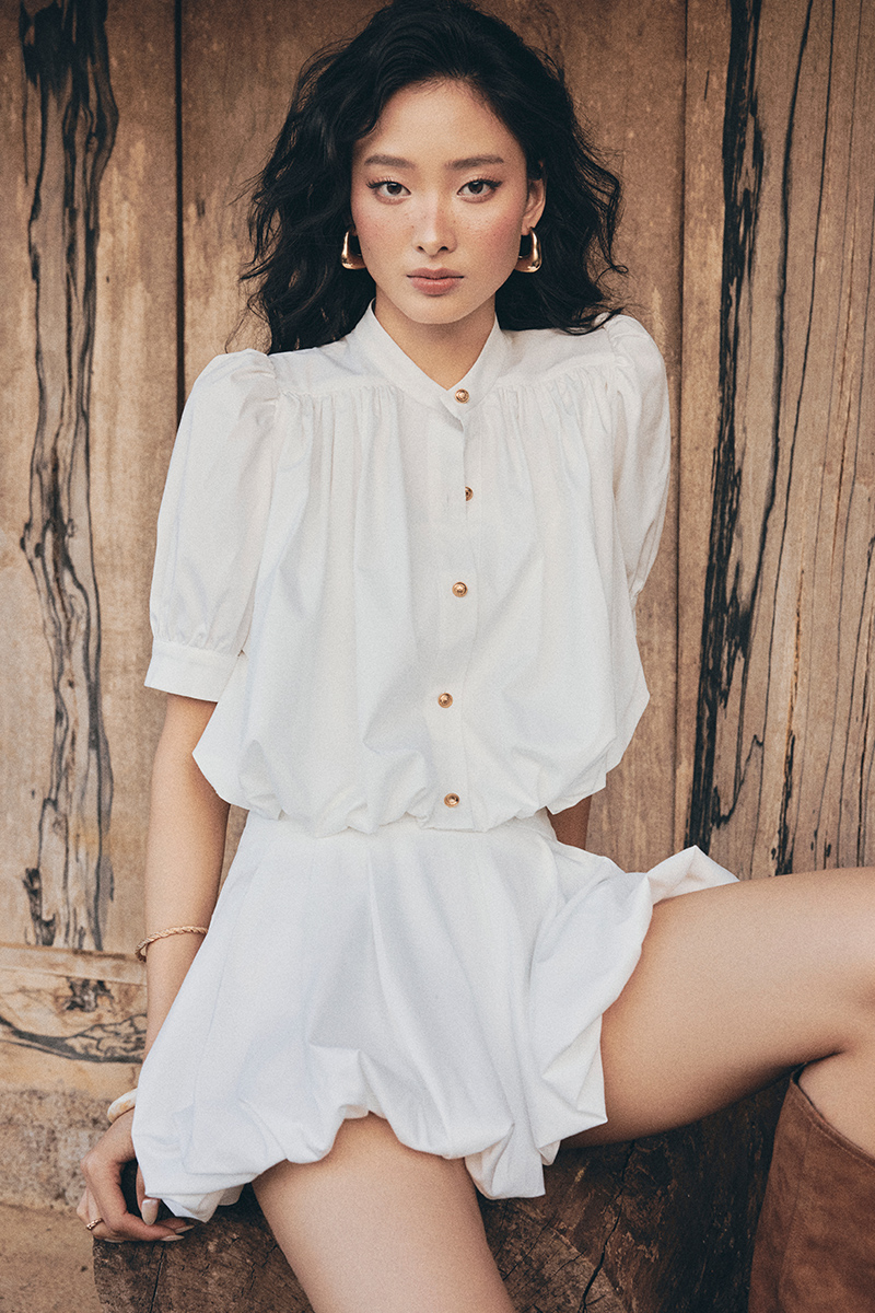 Sơ mi LT nhúm vai gấu bí