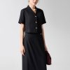Áo kiểu CT croptop cổ 2 ve cơi dọc thân