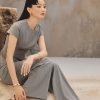 Áo kiểu CT peplum xẻ trước