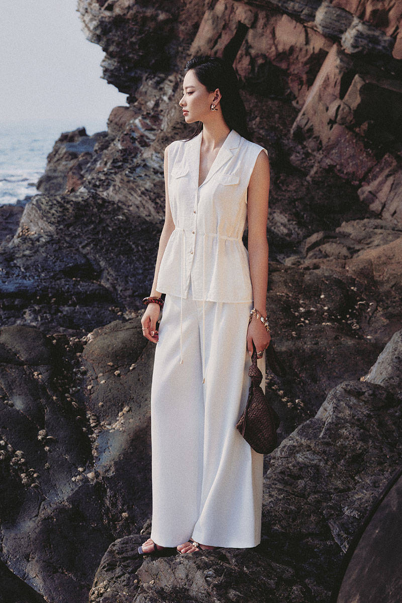 Áo kiểu SN cổ 2 ve rút dây eo