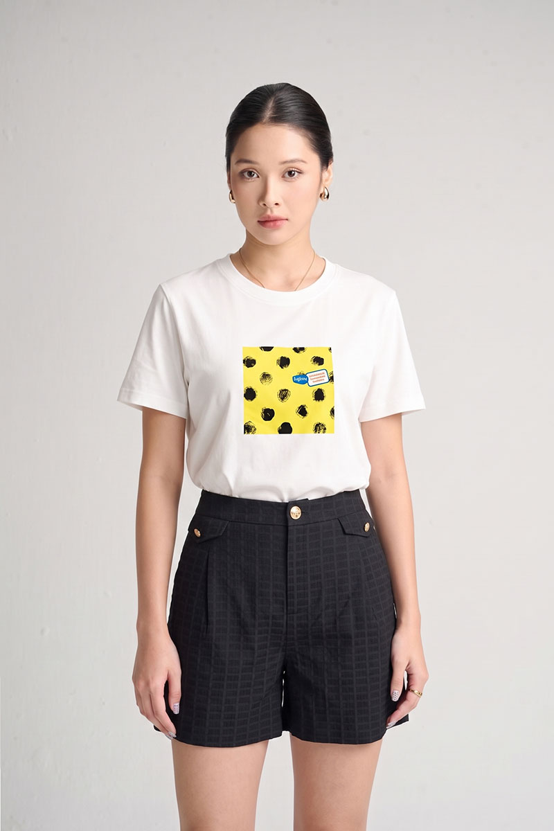 Áo thun CT suông in chấm bi haha