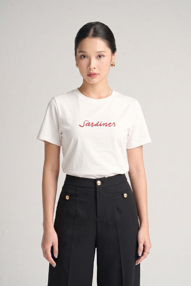 Áo thun CT suông in chứ Sardines