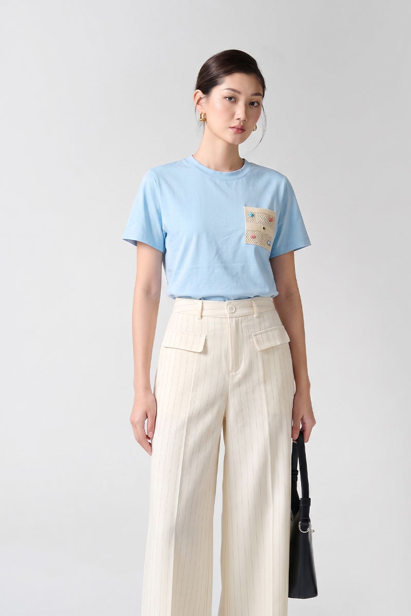 Áo thun CT suông ngực ốp trang trí